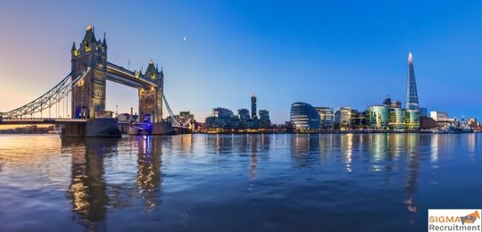 A cityscape view representing London's hub for engineering recruitment agencies.