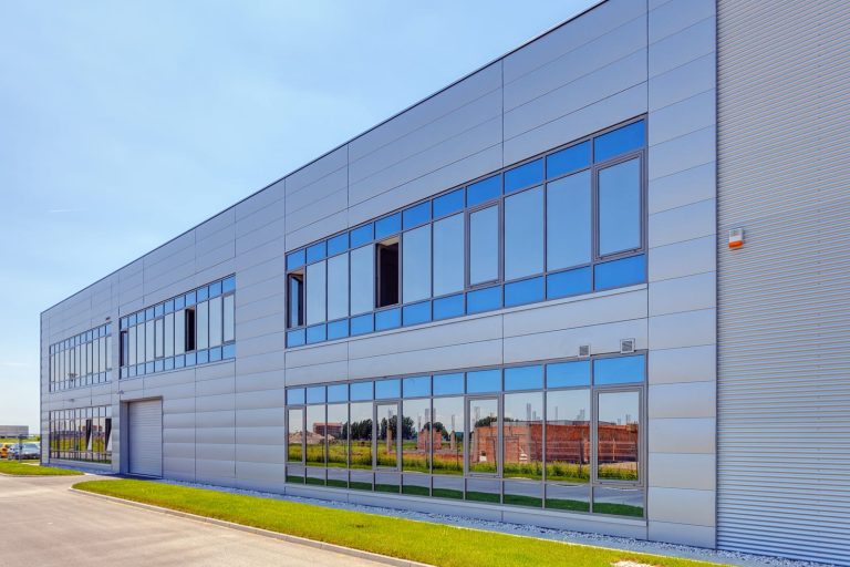 Modern manufacturing plant exterior