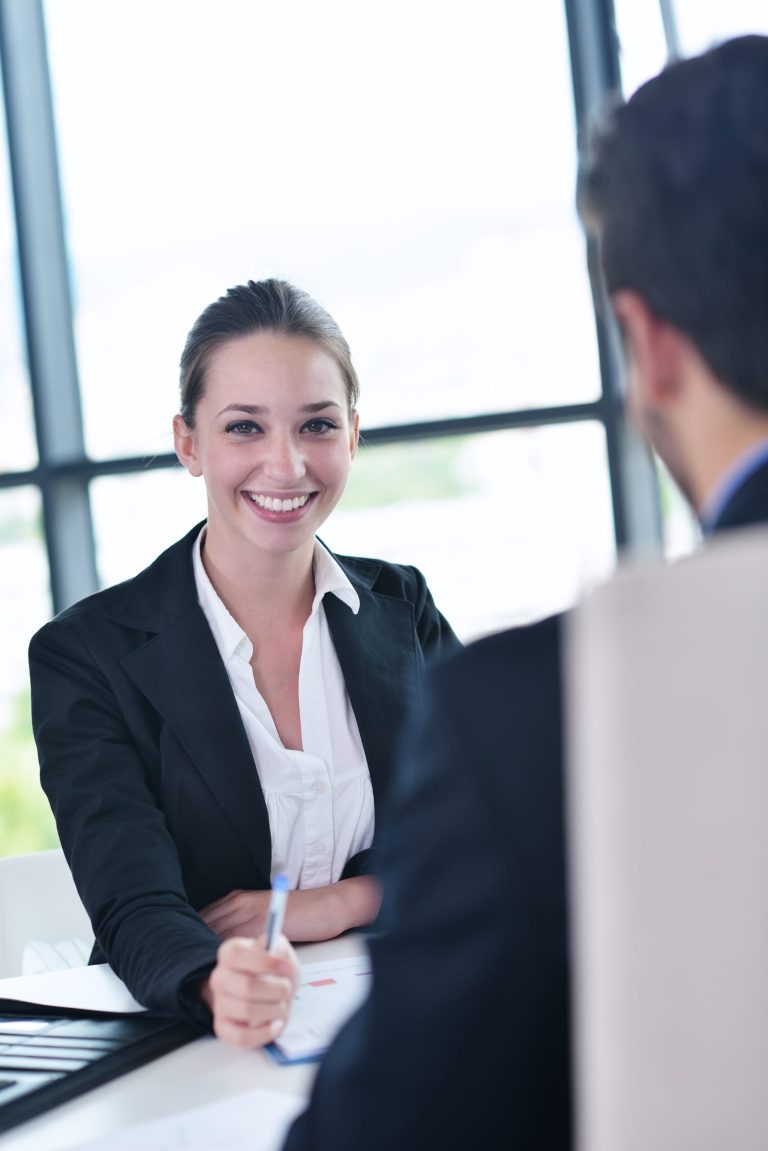 Candidate smiling in an interview