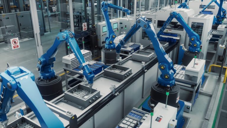 Automated production line in a modern smart factory