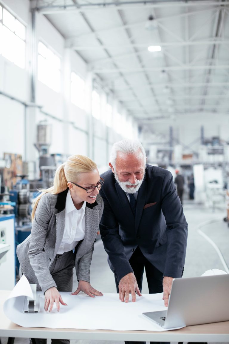 Young engineer with a mentor in a factory